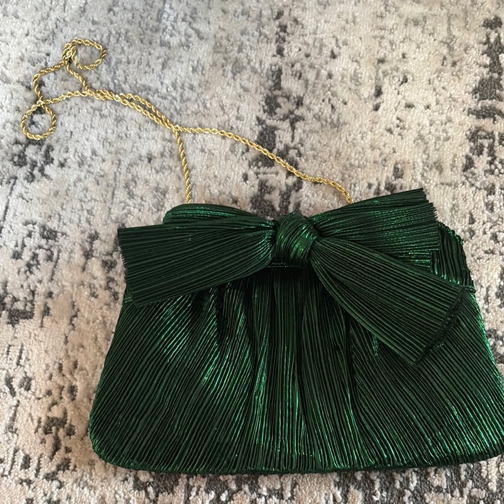 Elegant Green Loeffler Randall Evening Clutch with Gold Chain